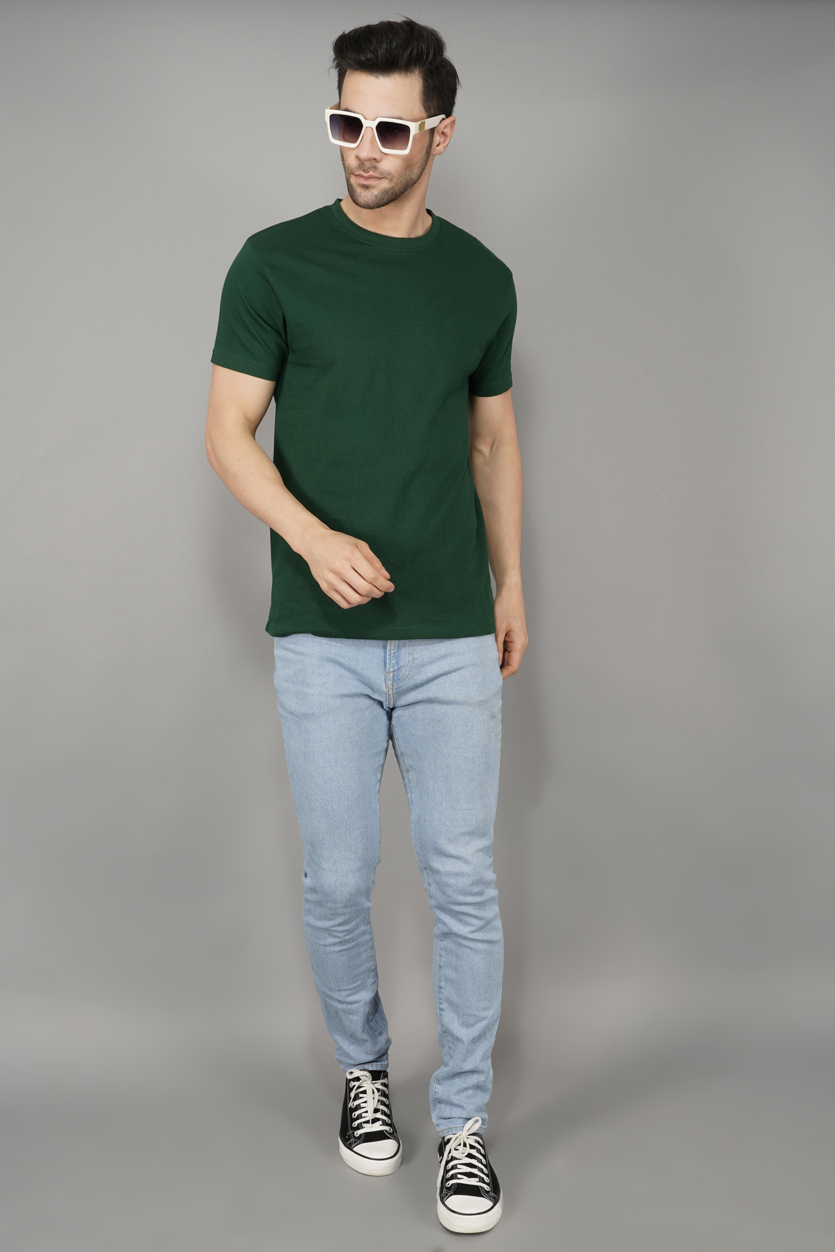 Men's Olive Green Plain T-shirt